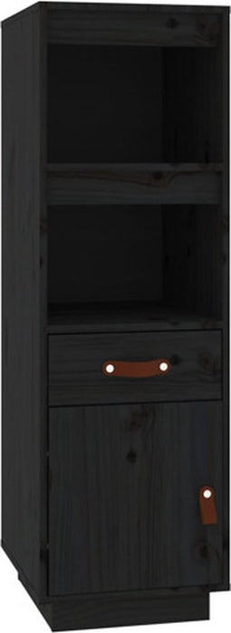 vidaXL - Hoge - kast - 34x40x108,5 - cm - massief - grenenhout - zwart