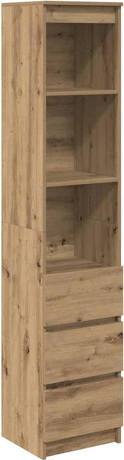 vidaXL - Hoge - kast - 37,5x35x180 - cm - bewerkt - hout - artisanaal - eikenkleur