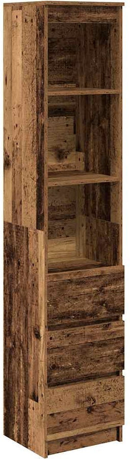 vidaXL - Hoge - kast - 37,5x35x180 - cm - bewerkt - hout - oud - houtkleurig