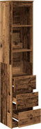 vidaXL - Hoge - kast - 37,5x35x180 - cm - bewerkt - hout - oud - houtkleurig