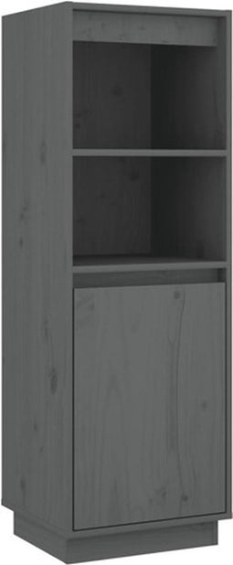 vidaXL - Hoge - kast - 37x34x110 - cm - massief - grenenhout - grijs