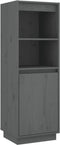 vidaXL - Hoge - kast - 37x34x110 - cm - massief - grenenhout - grijs