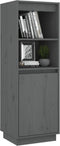 vidaXL - Hoge - kast - 37x34x110 - cm - massief - grenenhout - grijs
