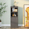 vidaXL - Hoge - kast - 37x34x110 - cm - massief - grenenhout - grijs