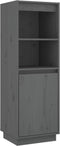 vidaXL - Hoge - kast - 37x34x110 - cm - massief - grenenhout - grijs