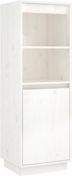 vidaXL - Hoge - kast - 37x34x110 - cm - massief - grenenhout - wit