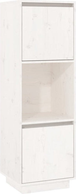 vidaXL - Hoge - kast - 38x35x117 - cm - massief - grenenhout - wit