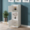 vidaXL - Hoge - kast - 38x35x117 - cm - massief - grenenhout - wit