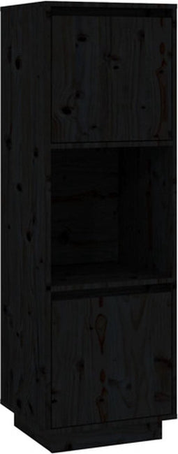 vidaXL - Hoge - kast - 38x35x117 - cm - massief - grenenhout - zwart