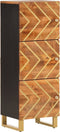 vidaXL - Hoge - kast - 40x33,5x110 - cm - massief - mangohout - bruin - en - zwart