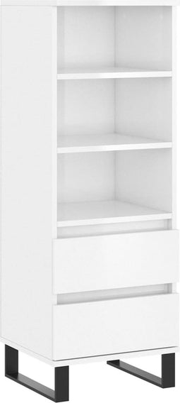 vidaXL - Hoge - kast - 40x36x110 - bewerkt - hout - hoogglans - wit