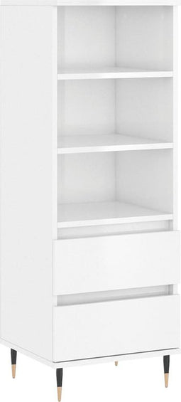 vidaXL - Hoge - kast - 40x36x110 - bewerkt - hout - hoogglans - wit