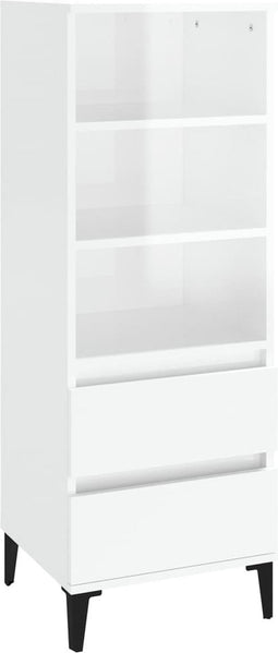 vidaXL - Hoge - kast - 40x36x110 - bewerkt - hout - hoogglans - wit