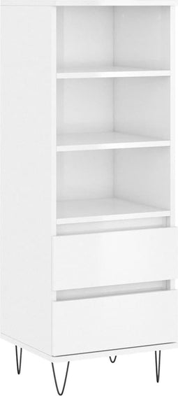 vidaXL - Hoge - kast - 40x36x110 - bewerkt - hout - hoogglans - wit