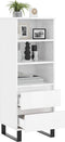vidaXL - Hoge - kast - 40x36x110 - bewerkt - hout - hoogglans - wit