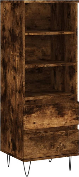 vidaXL - Hoge - kast - 40x36x110 - cm - bewerkt - hout - gerookt - eiken