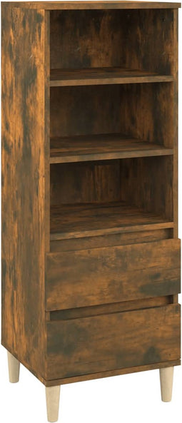 vidaXL - Hoge - kast - 40x36x110 - cm - bewerkt - hout - gerookt - eiken