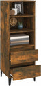 vidaXL - Hoge - kast - 40x36x110 - cm - bewerkt - hout - gerookt - eiken