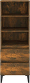 vidaXL - Hoge - kast - 40x36x110 - cm - bewerkt - hout - gerookt - eiken