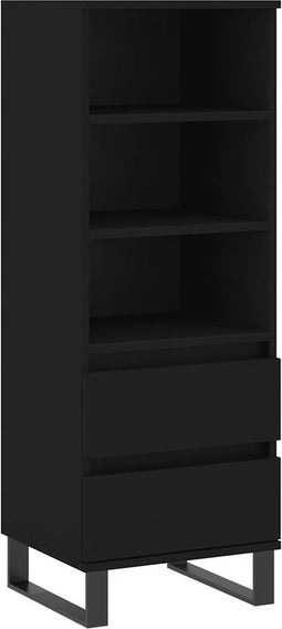 vidaXL - Hoge - kast - 40x36x110 - cm - bewerkt - hout - zwart