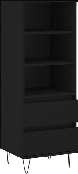 vidaXL - Hoge - kast - 40x36x110 - cm - bewerkt - hout - zwart