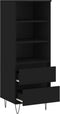 vidaXL - Hoge - kast - 40x36x110 - cm - bewerkt - hout - zwart