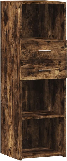 vidaXL - Hoge - kast - 40x42,5x124 - cm - bewerkt - hout - gerookt - eikenkleurig