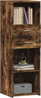 vidaXL - Hoge - kast - 40x42,5x124 - cm - bewerkt - hout - gerookt - eikenkleurig
