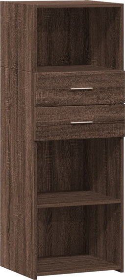vidaXL - Hoge - kast - 45x42,5x124 - cm - bewerkt - hout - bruin - eikenkleurig