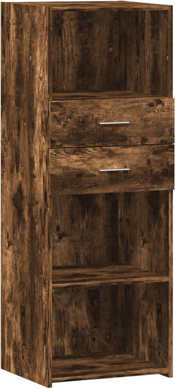 vidaXL - Hoge - kast - 45x42,5x124 - cm - bewerkt - hout - gerookt - eikenkleurig