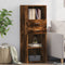 vidaXL - Hoge - kast - 45x42,5x124 - cm - bewerkt - hout - gerookt - eikenkleurig