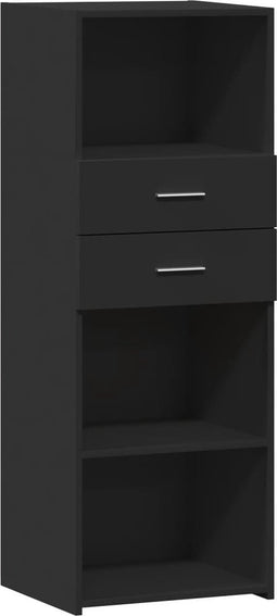 vidaXL - Hoge - kast - 45x42,5x124 - cm - bewerkt - hout - zwart