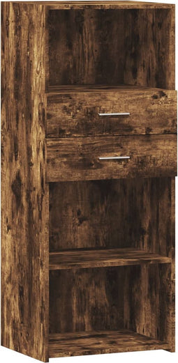 vidaXL - Hoge - kast - 50x42,5x124 - cm - bewerkt - hout - gerookt - eikenkleurig