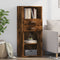 vidaXL - Hoge - kast - 50x42,5x124 - cm - bewerkt - hout - gerookt - eikenkleurig