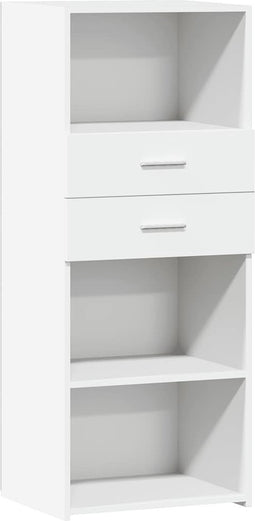 vidaXL - Hoge - kast - 50x42,5x124 - cm - bewerkt - hout - wit