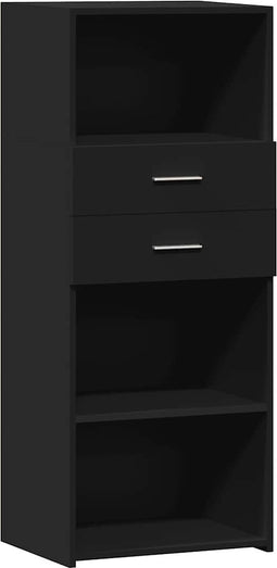 vidaXL - Hoge - kast - 50x42,5x124 - cm - bewerkt - hout - zwart