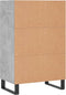 vidaXL - Hoge - kast - 57x35x90 - cm - bewerkt - hout - betongrijs
