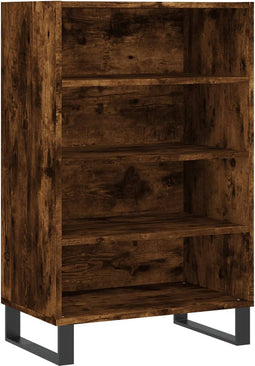 vidaXL - Hoge - kast - 57x35x90 - cm - bewerkt - hout - gerookt - eikenkleurig