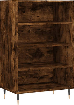 vidaXL - Hoge - kast - 57x35x90 - cm - bewerkt - hout - gerookt - eikenkleurig