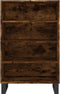 vidaXL - Hoge - kast - 57x35x90 - cm - bewerkt - hout - gerookt - eikenkleurig