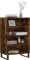 vidaXL - Hoge - kast - 57x35x90 - cm - bewerkt - hout - gerookt - eikenkleurig