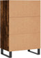vidaXL - Hoge - kast - 57x35x90 - cm - bewerkt - hout - gerookt - eikenkleurig