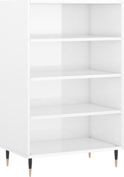 vidaXL - Hoge - kast - 57x35x90 - cm - bewerkt - hout - hoogglans - wit