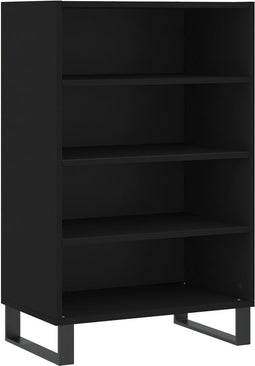 vidaXL - Hoge - kast - 57x35x90 - cm - bewerkt - hout - zwart