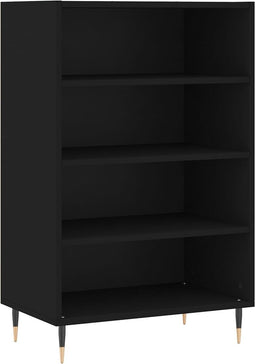 vidaXL - Hoge - kast - 57x35x90 - cm - bewerkt - hout - zwart
