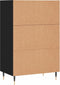 vidaXL - Hoge - kast - 57x35x90 - cm - bewerkt - hout - zwart