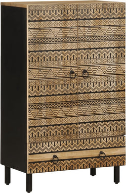 vidaXL - Hoge - kast - 60x33,5x110 - cm - massief - ruw - mangohout