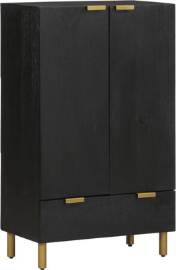 vidaXL - Hoge - kast - 60x33x100 - cm - bewerkt - hout - zwart