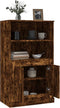 vidaXL - Hoge - kast - 60x35,5x103,5 - cm - bewerkt - hout - gerookt - eikenkleurig