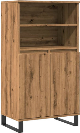 vidaXL - Hoge - kast - 60x36x110 - cm - bewerkt - hout - artisanaal - eikenkleur